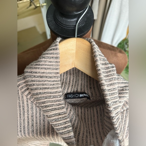 Fashion Nova Cream Cowl Neck Sweater with Ribbed Knit - Picture 5 of 5